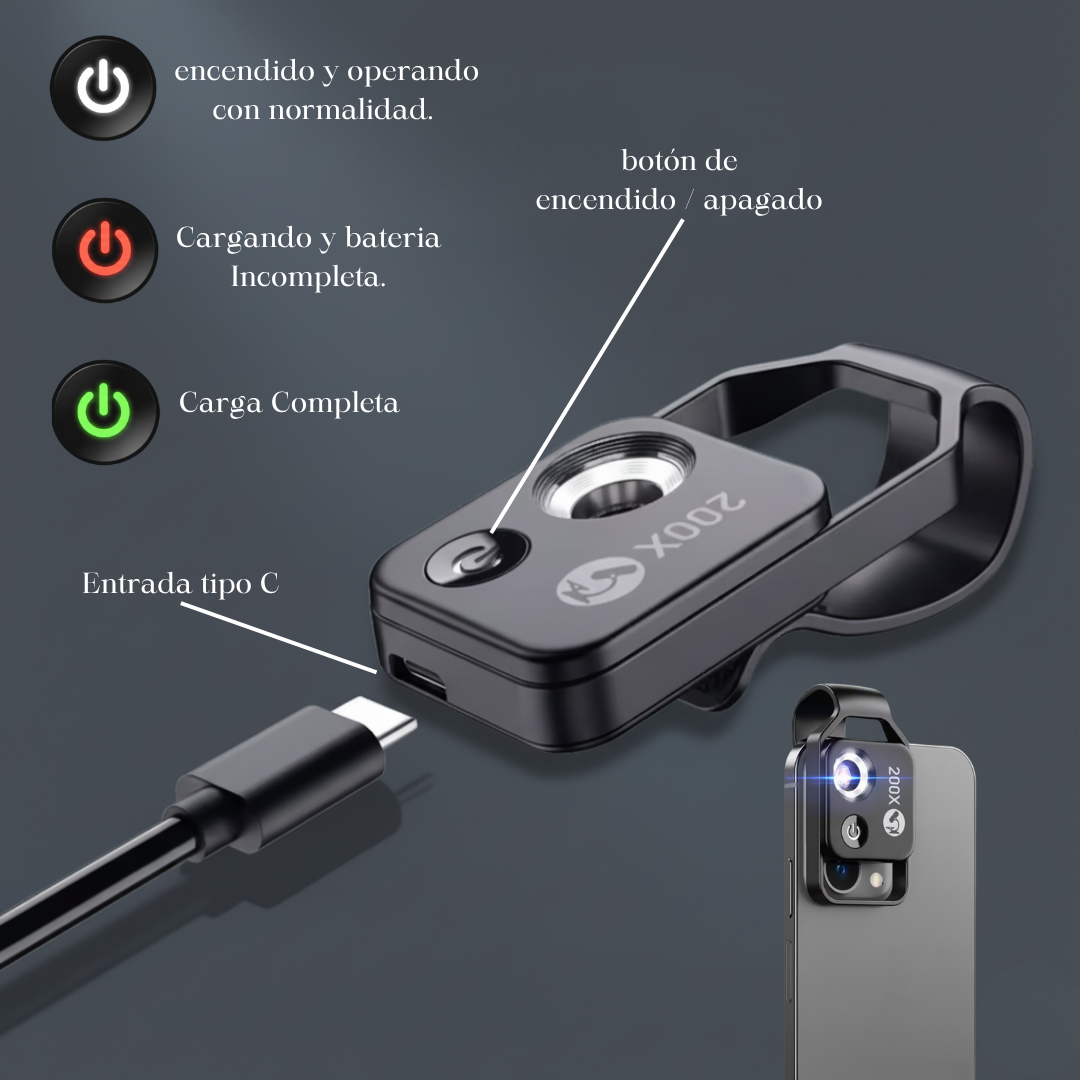 Lente de microscopio para teléfono